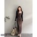 Summer New French Style Sexy Tank Top Leopard Print Bodycon Fashion Slimming Long Dress Two-Piece Set_ecoleips.com