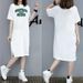 Popular Simple English Printed Short-sleeved Women Maternity Dress Summer Loose Round Neck Home Wear_ecoleips.com