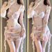 Women's Long Sleeve Swimsuit Four Piece Set Printed Push up Underwire Sexy Beachwear One Piece Swimwear_ecoleips.com