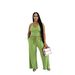 Women's Halter Neck High-Waisted Wide-Leg Pants Set Casual Summer Two-Piece Outfit with Pockets_ecoleips.com