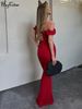Hugcitar Women Elegant Slash Neck Ruched Sleeveless Lace Up Solid Sexy Maxi Prom Dress Summer Clothes Wedding Party Festival Y2K_ecoleips.com