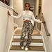 Women's Clothing New Street Fashion Stitching Camouflage Print High Waist Contrast Color Casual Pants_ecoleips.com