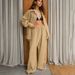 Women's Clothing Casual Khaki Cotton And Linen Breathable Long Sleeve Pants Two Piece Set Autumn Loose Street Style Suit For Women_ecoleips.com