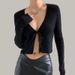 Sexy American Syle Ho Girl Top Spring Summer Long Sleeve Shor Black Kni Cardigan Design Sense Women's Kniwear_ecoleips.com