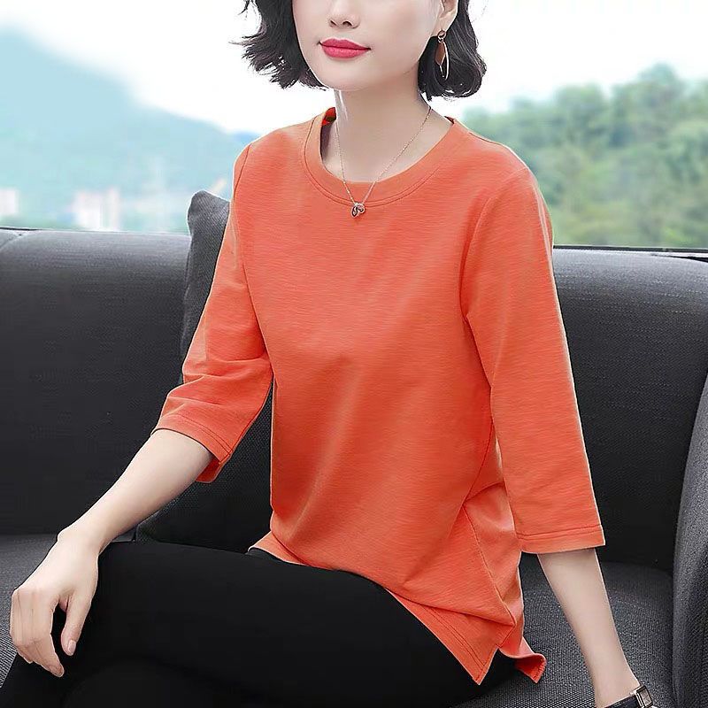 New Short-sleeved T-shirt Women's Quarter-sleeved Top Bottoming Shirt_ecoleips.com
