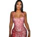 Women's European American Style Printed Bodycon Two Piece Set Halter Neck Top With Backless Feature Tight Long Pants_ecoleips.com