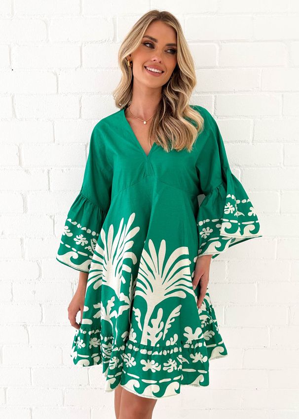 Amazo Idepedet Statio 2026 Summer New Europea Ad America V-eck Prited Flared Sleeve Loose Short Dress For_ecoleips.com