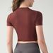 Women's Clothing Short Sleeved Waist Slimming Sports Fitness Clothes Tops Round Neck Breathable Quick Drying Pilates T Shirt_ecoleips.com
