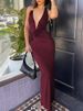 Mozision Halter Deep V Neck Sexy Maxi Dress Women Gown Elegant Off-shoulder Backless Sleeveless Ruched Skinny Club Party Dresses_ecoleips.com