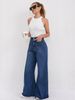 European And American High-waisted Dark Blue Wide-leg Floor-length Jeans Korean Style Loose Slimming Flared Pants For_ecoleips.com
