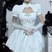 Women's Summer Polo Collar Puff Sleeve Cover up Top Eyelet Ribbon Slim Fit Suspender Dress Fashion Elegant Casual Wear_ecoleips.com