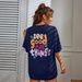 Women's Casual Black T-Shirt Simple round Neck Short Sleeve Breathable Cotton Polyester Top Loose Fit Back Print for Spring/Autumn Summer_ecoleips.com