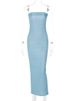 Hugcitar Women Elegant Shine Blue Strapless Sexy Slim Maxi Prom Dress 2023 Summer Cute Clothes Y2K Wedding Birthday Party_ecoleips.com