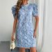 European And American Cross-border 2026 Summer New Women's Puff Sleeve Textured Jacquard Round-neck Vintage Style Dress_ecoleips.com