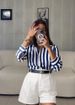 Classic Blue Striped Shirt For Women Long Sleeve Versatile Top For Casual & Office Wear Spring/Autumn Summer Polyester Regular Fit_ecoleips.com