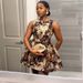 Women's Clothing Summer New Temperament Round Neck Printed High Waist A- Word Sleeveless Short Dress_ecoleips.com