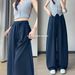 Women's Washed Tencel Lyocell Wide Leg Pants Summer Thin Casual Cotton Linen Loose Fit Curved Blade Pants_ecoleips.com
