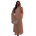 Women New Arrival Gentle Temperament High Neck Loose Flowy Long Sleeve Shawk Design Elegant Casual Dress For Ladies_ecoleips.com
