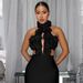 K New Sexy Dress With Hanging Neck And Big Flower Evening Dress For Women_ecoleips.com