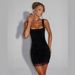 Y2KINS Style Sequined Bodycon Mini Dress Slim Fit Solid Color Halter Neck Backless Fashionable Hot Girl European American Cross Border_ecoleips.com