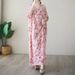 Real Shot Of 2024 Summer Thin Cotton-linen Artistic Loose V-neck Printed Simple Bohemian Mid-length Dress For Women_ecoleips.com