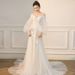 Elegant French Style Light Wedding Dress High End Feel Forest Style Super Fairy like Bride Dress with Small Train for Leaving And Welcoming Guests_ecoleips.com