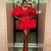 Summer New Red Flower Tulip Dress Waist Cinching African Banquet Short Skirt For Women Elegant_ecoleips.com
