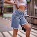 Women's Clothing New Versatile Raw Edge Straight Denim Shorts Casual Shorts_ecoleips.com