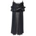 Mesh Patchwork PU Leather Black Midi For Women, Stylish Pleated A-line Skirt, Super Pretty Half Skirt_ecoleips.com