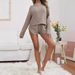 Summer Women's Long Sleeve Top And Shorts Set Casual Home Wear Sports Outfit_ecoleips.com