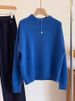 girl Lazy Style Klein Blue Sweater Women, New Soft Loose Knitted Korean Fashion Round Neck Pullover Top For Autumn And Winter_ecoleips.com