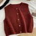 K Vest, Loose Plus Size Knit Sweater, Versatile And Fashionable New Style, Thin Base, Casual. No Accessories_ecoleips.com