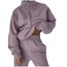 European American Fashion Casual Sports Home Loose Comfortable Zipper Fleece Knitted Sweatshirt And Sweatpants Two-Piece_ecoleips.com