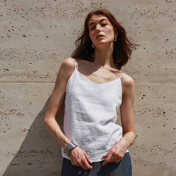 Summer Linen Vest for Women Adjustable Shoulder Straps Small V Neck Minimalist Outfit Top New 2026_ecoleips.com