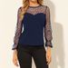 2026 European And American New Women's Mesh Polka Dot Splicing Round Neck Long Sleeved Elegant And Fashionable T-shirt_ecoleips.com