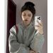 Petite Women's Baseball Autumn Winter French Niche Design Fleece-Lined Jacket Top Internet Celebrity Ins Trend_ecoleips.com