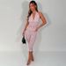Summer Women's Halter Neck Backless V Neck Vest Polka Dot Slim Fit Capri Pants Set Sexy Style New_ecoleips.com