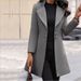 Autumn And Winter Medium And Long Lapel Thin Solid Color Slim Women's Woolen Coat_ecoleips.com