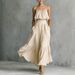 Women's High-Waisted Flowy Midi Skirt And Camisole Two-Piece Set Summer Casual Outfit Wrinkle-Resistant Fabric_ecoleips.com