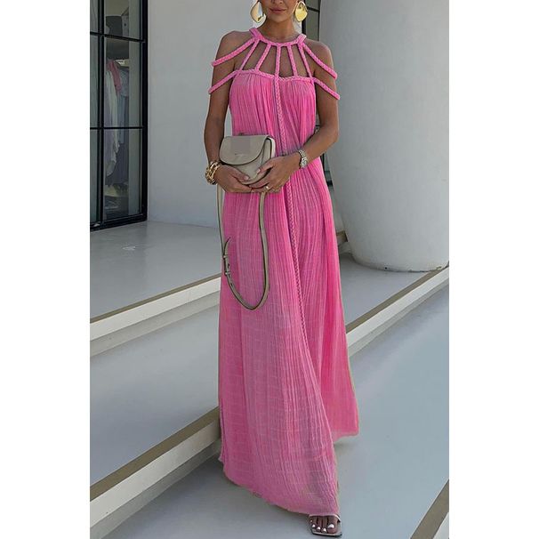 Women's Clothing Casual Drawstring Multi Color Dress Vacation Loose Fashion Dress_ecoleips.com