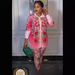 Women's Clothing Rhinestone Set Comfortable Lightweight African Print Plus Size Outfit For Women - Flowy Chiffon 3D Embellished Top & Pants Set_ecoleips.com
