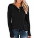 Women's Solid Color Knitted Long Sleeve Crew Neck Casual Button Up Top Independent New Arrival Autumn_ecoleips.com