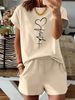 Women’s 2 Piece Outfit Set – Oversized Graphic T-Shirt And Biker Shorts Matching Set, Casual Summer Lounge Tracksuit For Daily Wear-339_ecoleips.com