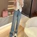 Women's Clothing Autumn Slim Fit Straight Leg Jeans For Plus Size Women Wide Leg Pants Stylish And Versatile Pear Shaped_ecoleips.com