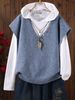 Plus Size V-Neck Knit Vest With Colorful Buttons, Loose Sleeveless Sweater, Casual Layering Top For Women_ecoleips.com