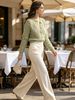 French Openwork Textured Cardigan Knit Top_ecoleips.com