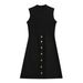 Women's Clothing Summer New French Style Simple Sleeveless Splicing Inner Wear A Line Knitted Dress For Women_ecoleips.com