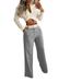 Women's Clothing new summer sexy V-neck exposed waist long-sleeved high-waisted straight pants suit_ecoleips.com