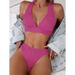 Women's Clothing Two Piece Swimsuit For Women Sexy Solid Color Bikini European American Style Halter Neck Design_ecoleips.com