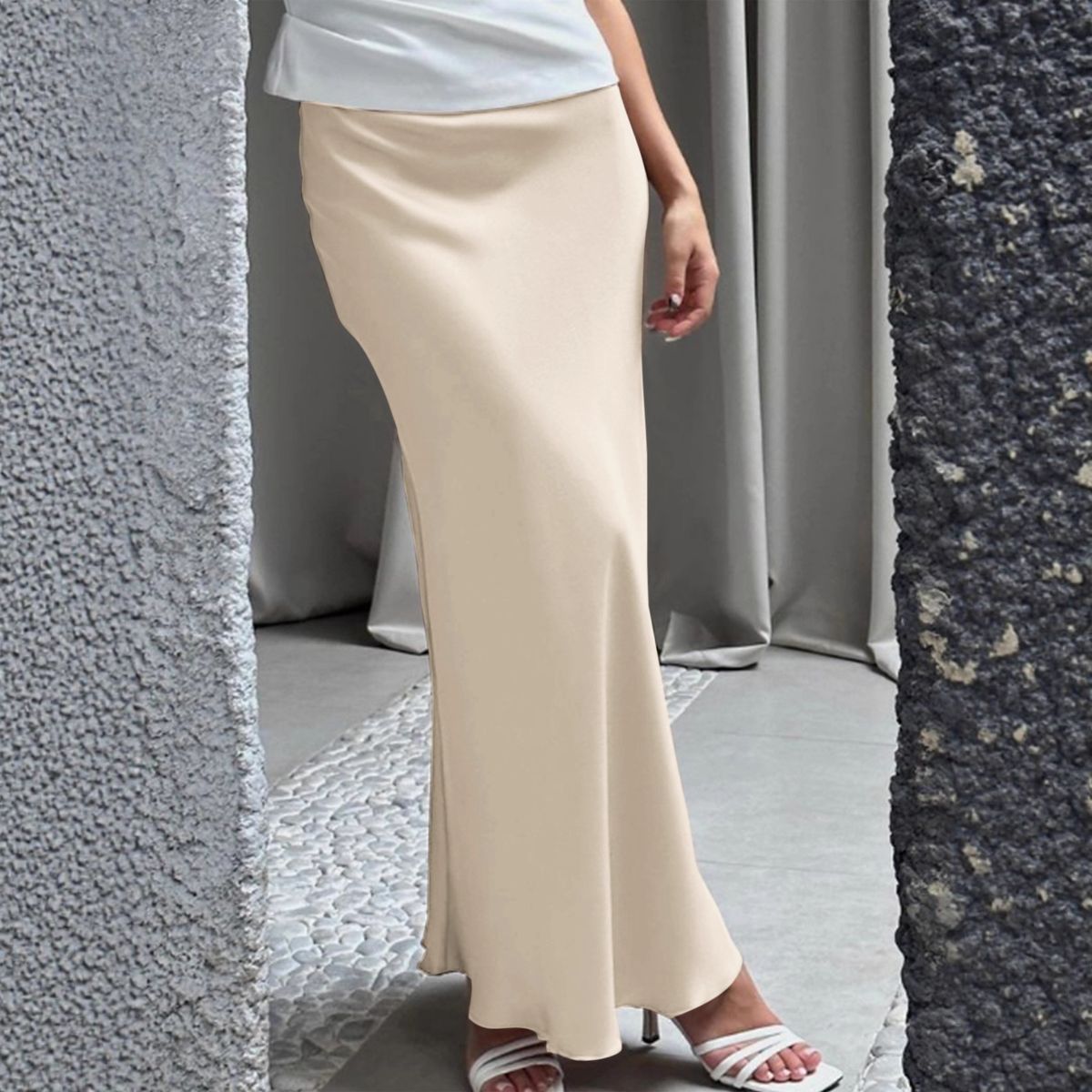DiYun European And American Elegant Solid Color Long Skirt Women's Clothing 2025 Autumn/Winter_ecoleips.com